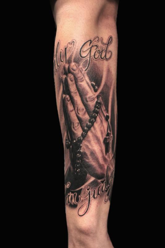 Jhon Gutti Tattoos Cross PRAYING HANDS